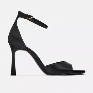 Zara Black Stiletto Satin Effect Sandals